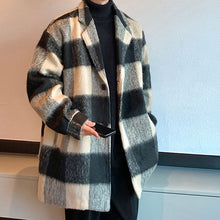 Load image into Gallery viewer, Winter Plaid Wool Mid-length Coat
