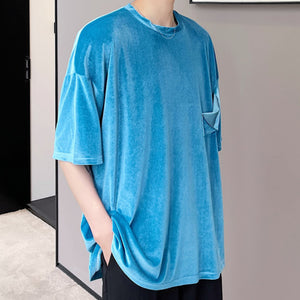 Velvet Solid Half Sleeve T-Shirt