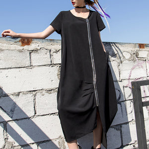 Irregular Zipper Long Dress