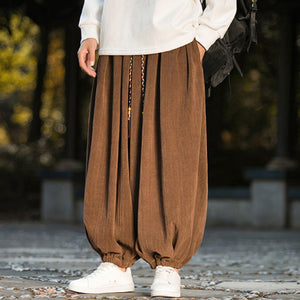 Wheat Ear Pattern Corduroy Wide-leg Pants