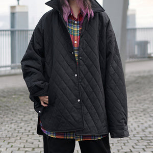 Retro Mid-length Diamond Check Jacket