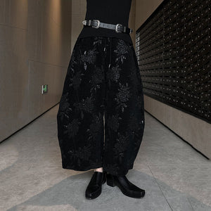 Retro Embroidered Thickened Loose Wide Leg Pants