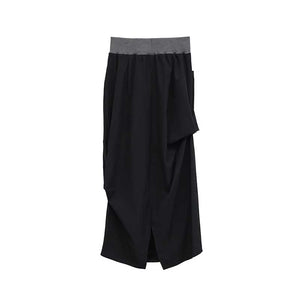 Irregular Pleated Puffy Straight Parachute Skirt