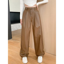 Load image into Gallery viewer, Autumn and Winter Retro PU Leather Wide-leg Pants
