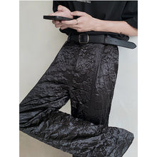 Load image into Gallery viewer, Pleated Shiny Straight Wide-leg Pants
