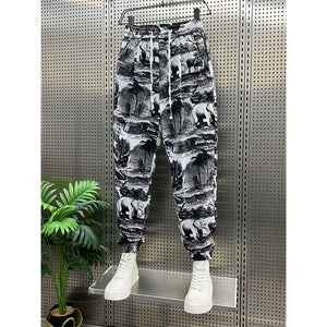 Black and White Printed Harem Pants