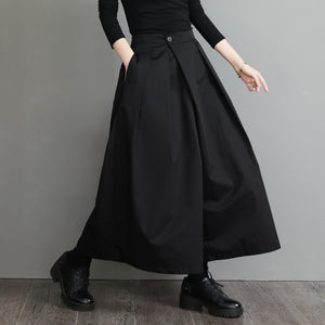 Pleated Black Wide Leg Pants