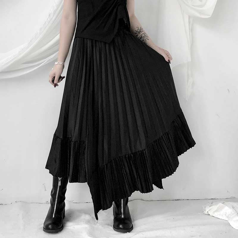 High Waist Casual Pleated Irregular Skirt