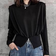 Load image into Gallery viewer, Solid Shoulder Pad Long Sleeve T-shirt
