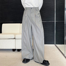 Load image into Gallery viewer, Zippered Retro Straight Casual Wide Leg Trousers
