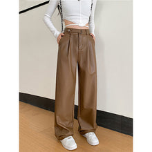 Load image into Gallery viewer, Autumn and Winter Retro PU Leather Wide-leg Pants
