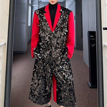 Load image into Gallery viewer, Sequined Notch Lapel Suit Jacket Loose Pants Two-piece Suit
