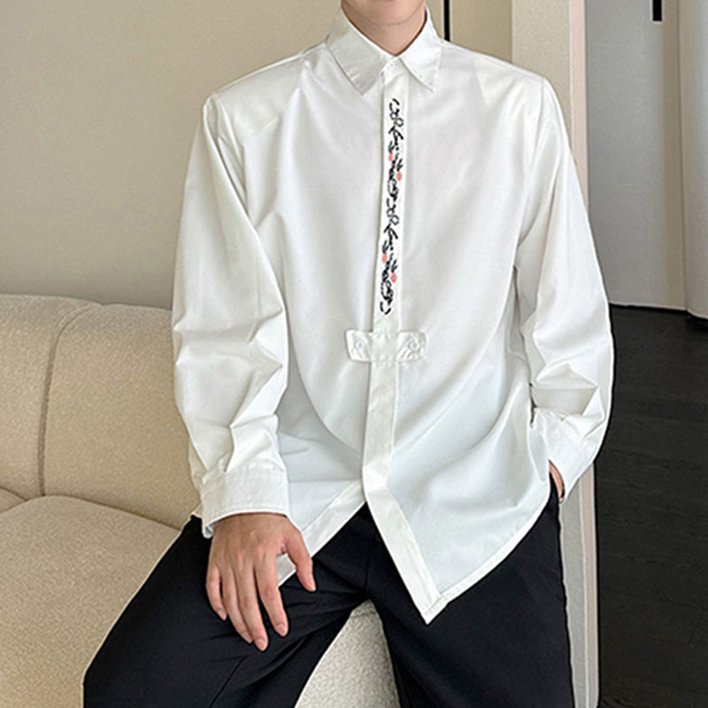 Embroidered Floral Long-sleeved Casual Shirt