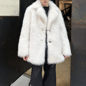 Faux Fur Double Breasted Lapel Jacket