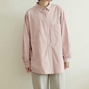 Loose Solid Color Long-sleeved Shirt