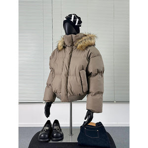 Detachable Faux Fur Hood Winter Loose Jacket