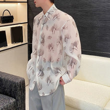 Load image into Gallery viewer, Simple Casual Ink Floral Lapel Long-sleeved Shirt
