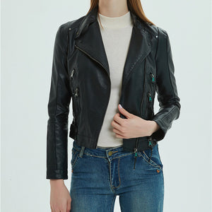 PU Leather Short Slim Jacket