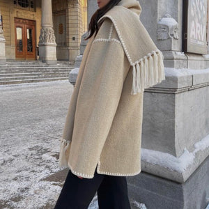 Loose Scarf Fringed Coat