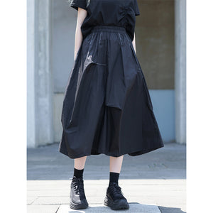 Irregular Black Casual Skirt