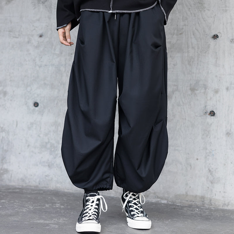 Draped Cropped Pleated Cropped Trousers