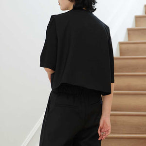 Irregular Black Sleeveless Jacket