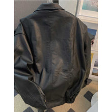 Load image into Gallery viewer, Vintage PU Leather Stand Collar Loose Jacket
