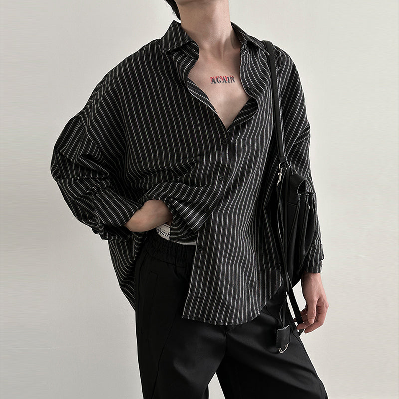 Silhouette Striped Loose Long-sleeved Shirt