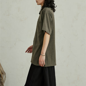 Retro Slanted Placket Top