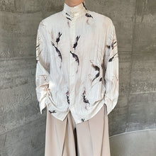 Load image into Gallery viewer, Half Turtleneck Retro Printed Disc Button Loose Shirt
