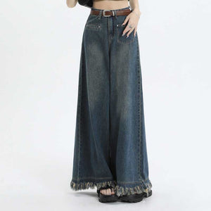 Raw Edge Vintage Wide Leg Jeans