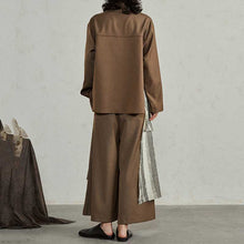 Load image into Gallery viewer, Irregular Patchwork Long-sleeved Shirt Multi-piece Wide-leg Pants Suit
