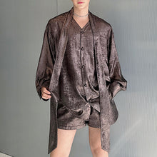 Load image into Gallery viewer, V-neck Ribbon Shirt and Shorts Suit
