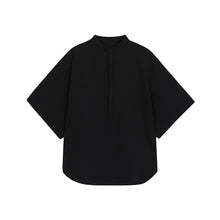 Load image into Gallery viewer, Waffle Collar Loose Half Sleeve Shirt
