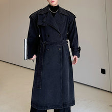 Load image into Gallery viewer, Washed Denim Oversized Trench Coat
