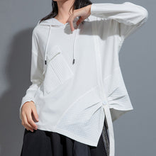 Load image into Gallery viewer, Irregular Patchwork Slit Hooded T-shirt
