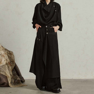 Loose Buttoned Irregular Wide-leg Pants