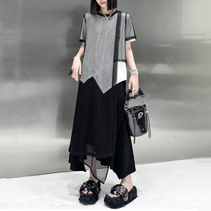 Irregular Mesh T-shirt Casual Suit