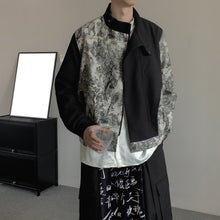 Load image into Gallery viewer, Spliced Stand Collar Ink Painting Jacquard Loose Jacket
