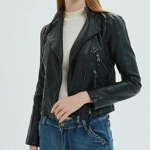 PU Leather Short Slim Jacket