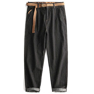 Straight-leg Loose Vertical Striped Jeans