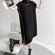 Load image into Gallery viewer, Side Zip Short Sleeve T-Shirt Dress
