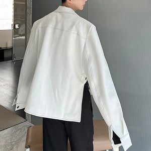 White Irregular Line Structure Button Jacket