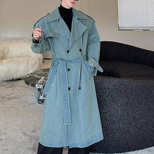 Washed Denim Oversized Trench Coat