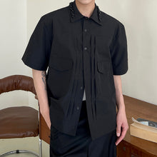 Load image into Gallery viewer, Pearl-embellished Collar Short-sleeve Shirt
