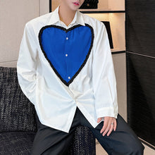 Load image into Gallery viewer, Casual Blue Heart Patchwork Shirt
