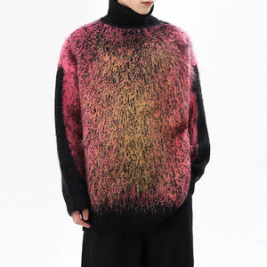 Tie-dye Gradient Turtleneck Sweater