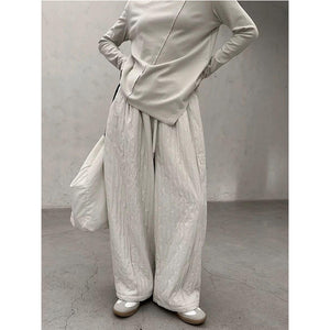 Vertical Thick Embossed High Waist Harem Pants