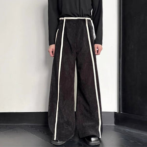 Straight-leg Webbing Patchwork Wide-leg Trousers