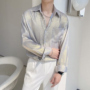 Ultra-thin Glossy Loose Long-sleeved Shirt